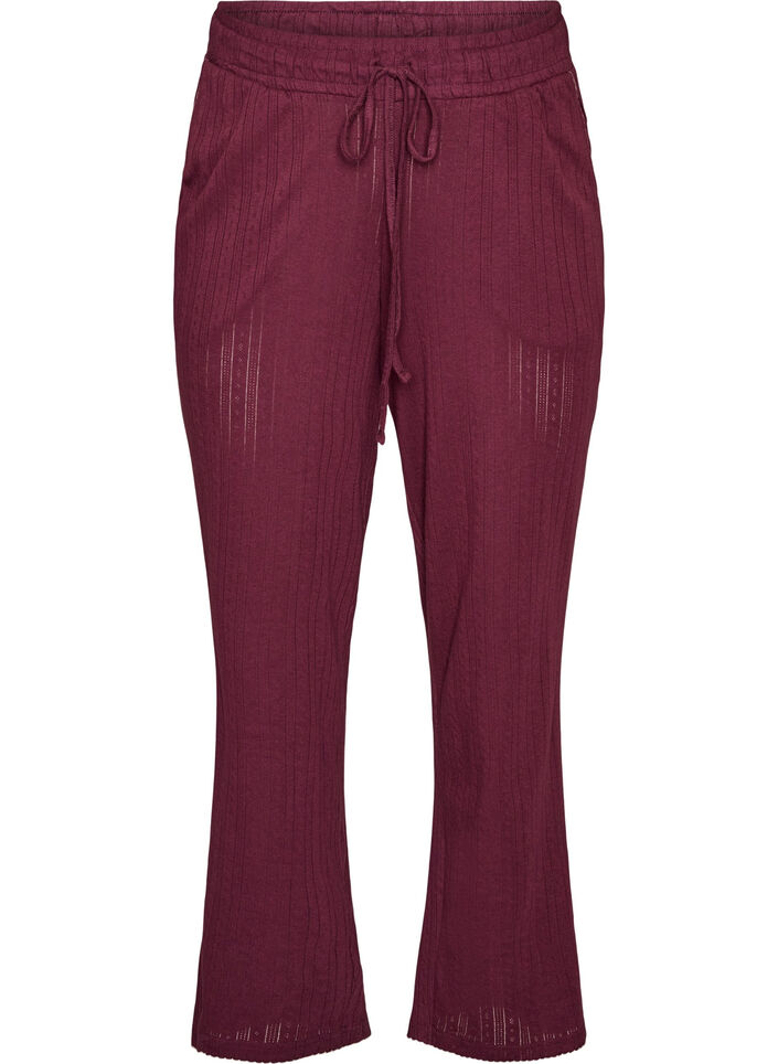 Pyjamahose aus Bio-Baumwolle mit Lochstickerei, Dunkles Bordeaux, Packshot image number 0