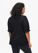 Bluse mit V-Ausschnitt und Lochmuster, Black, Model image number 1