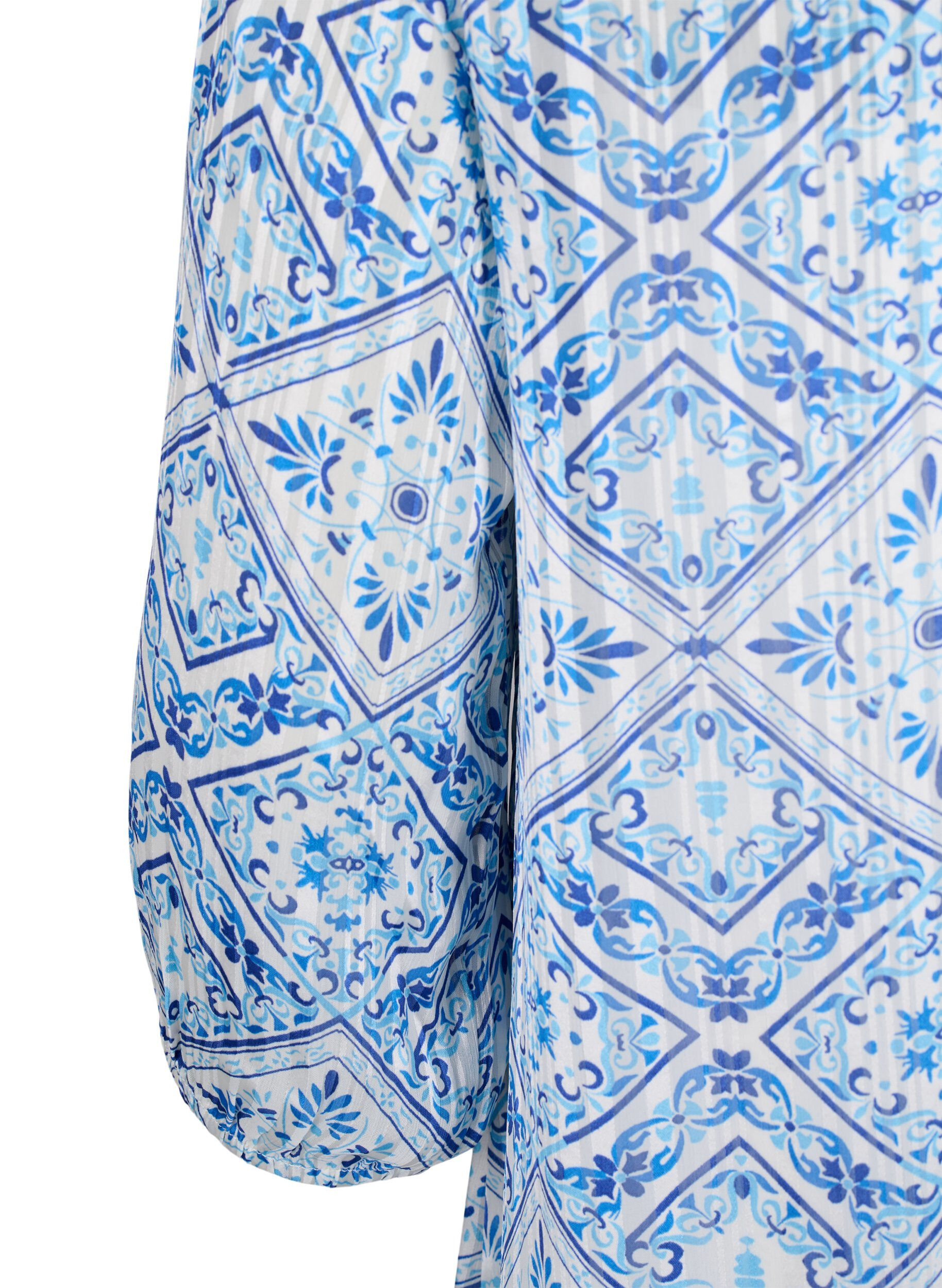 Zizzi Bedrucktes Kleid mit V-Ausschnitt und 3/4-&Auml;rmeln, Birch Graphic AOP, Packshot image number 3