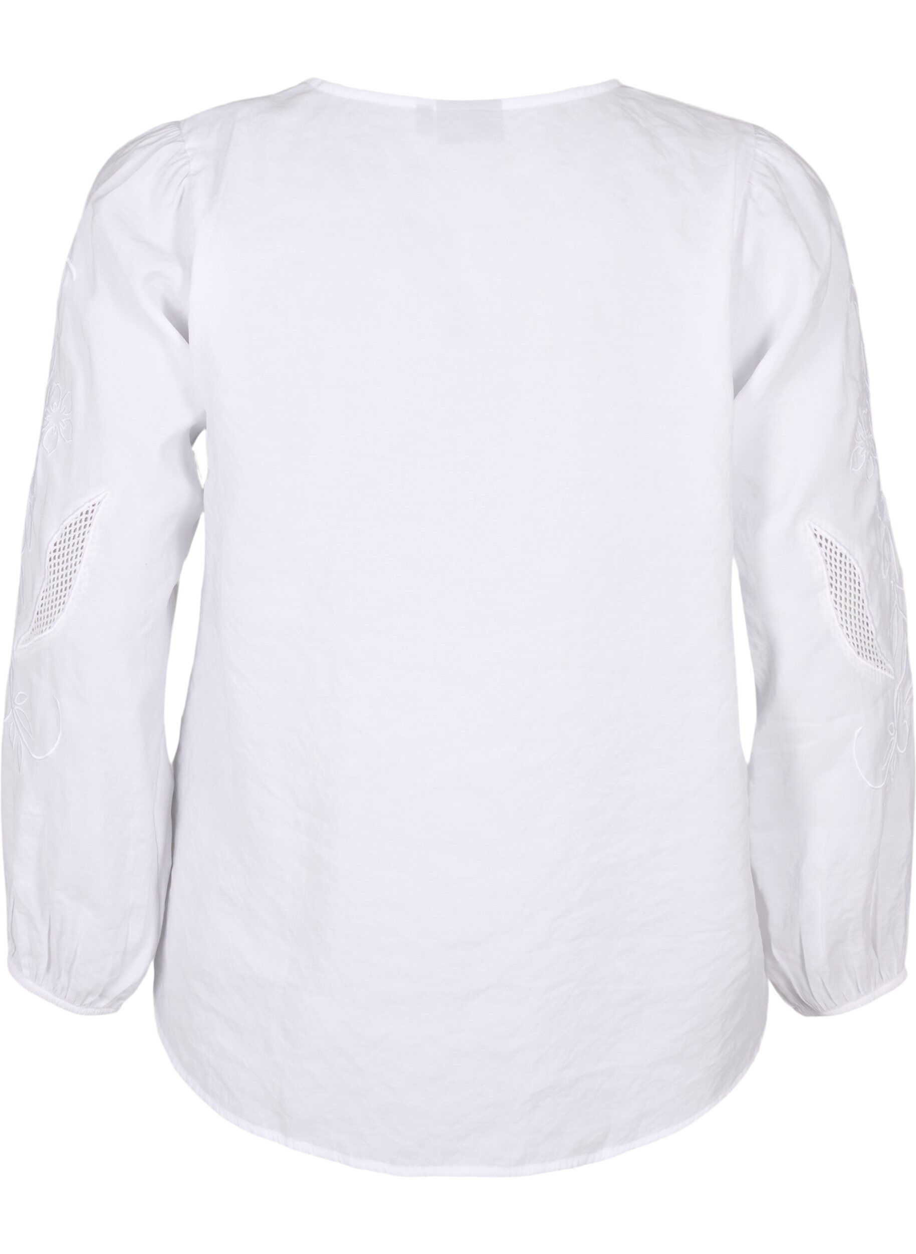 Zizzi Bluse aus TENCEL&trade;-Modal mit gestickten Details, Bright White, Packshot image number 1