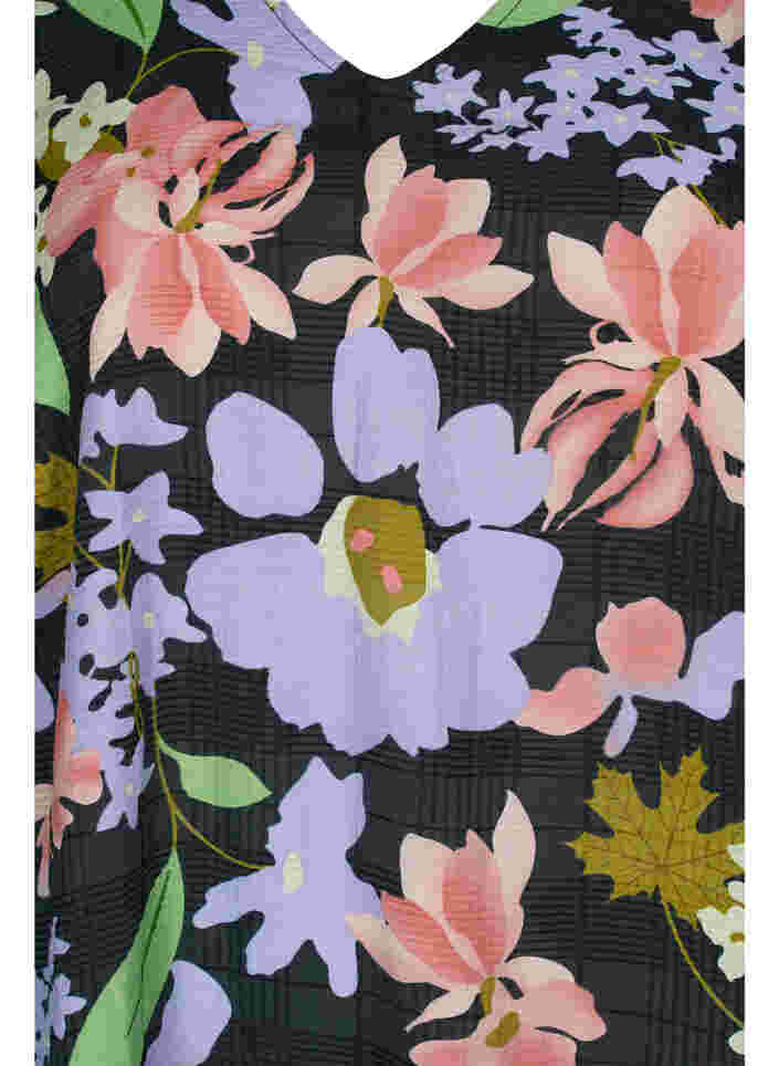 Florales Midikleid aus Viskose mit 3/4-Ärmeln, Purple Green Flower, Packshot image number 2