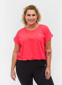 Einfarbiges Trainings-T-Shirt, Diva Pink, Model