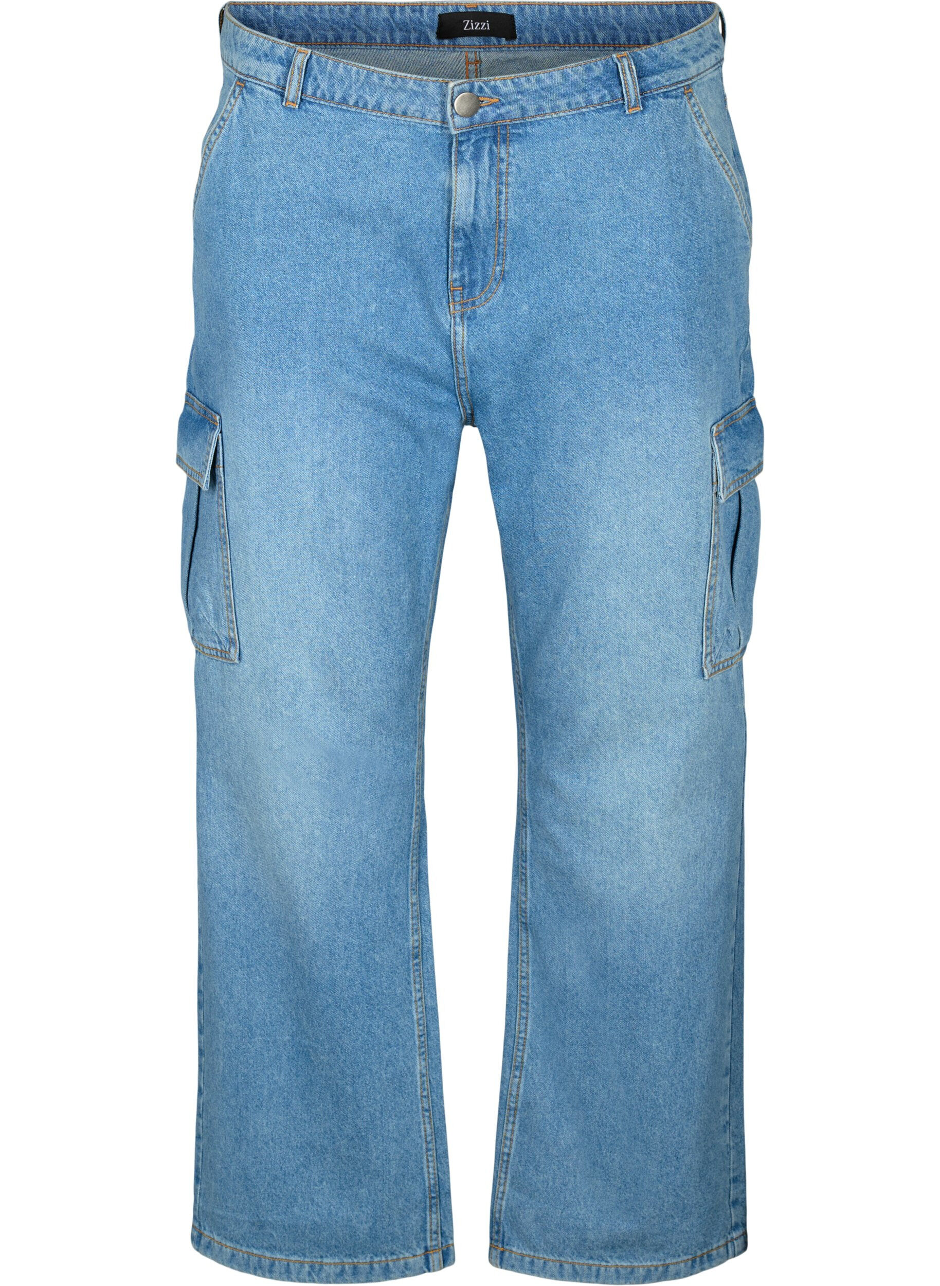 Zizzi Locker sitzende Jeans mit Cargo-Taschen, Light blue, Packshot image number 0