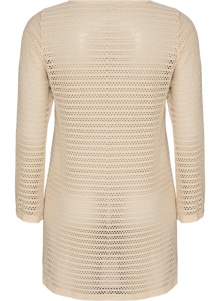 Strandkleid mit Lochstickerei und langen &Auml;rmeln, Beige, Packshot