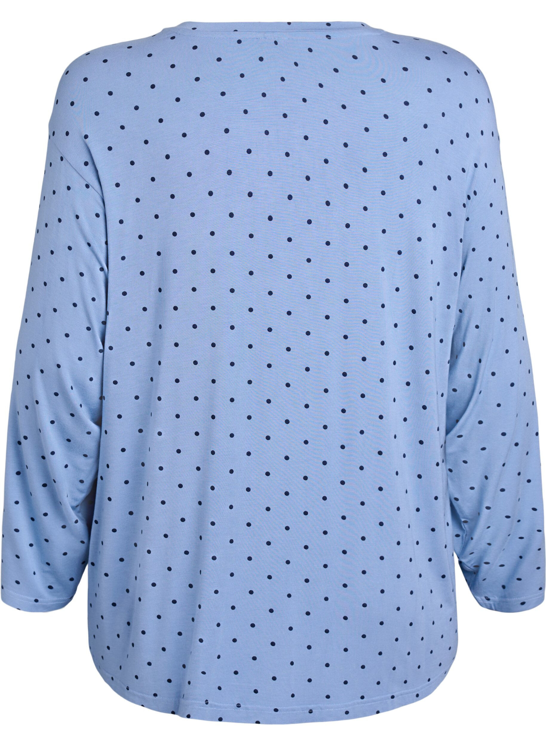 Zizzi Schlafbluse aus Modal mit langen &Auml;rmeln, Blau, Packshot image number 1