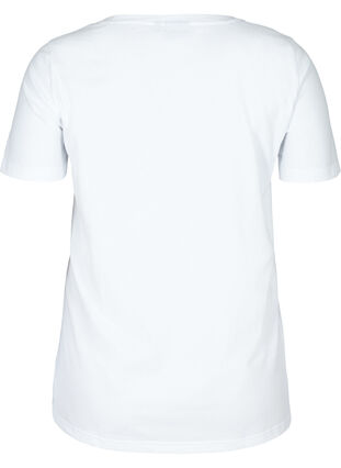 Kurzarm T-Shirt aus Baumwolle mit Aufdruck, Bright White, Packshot image number 1