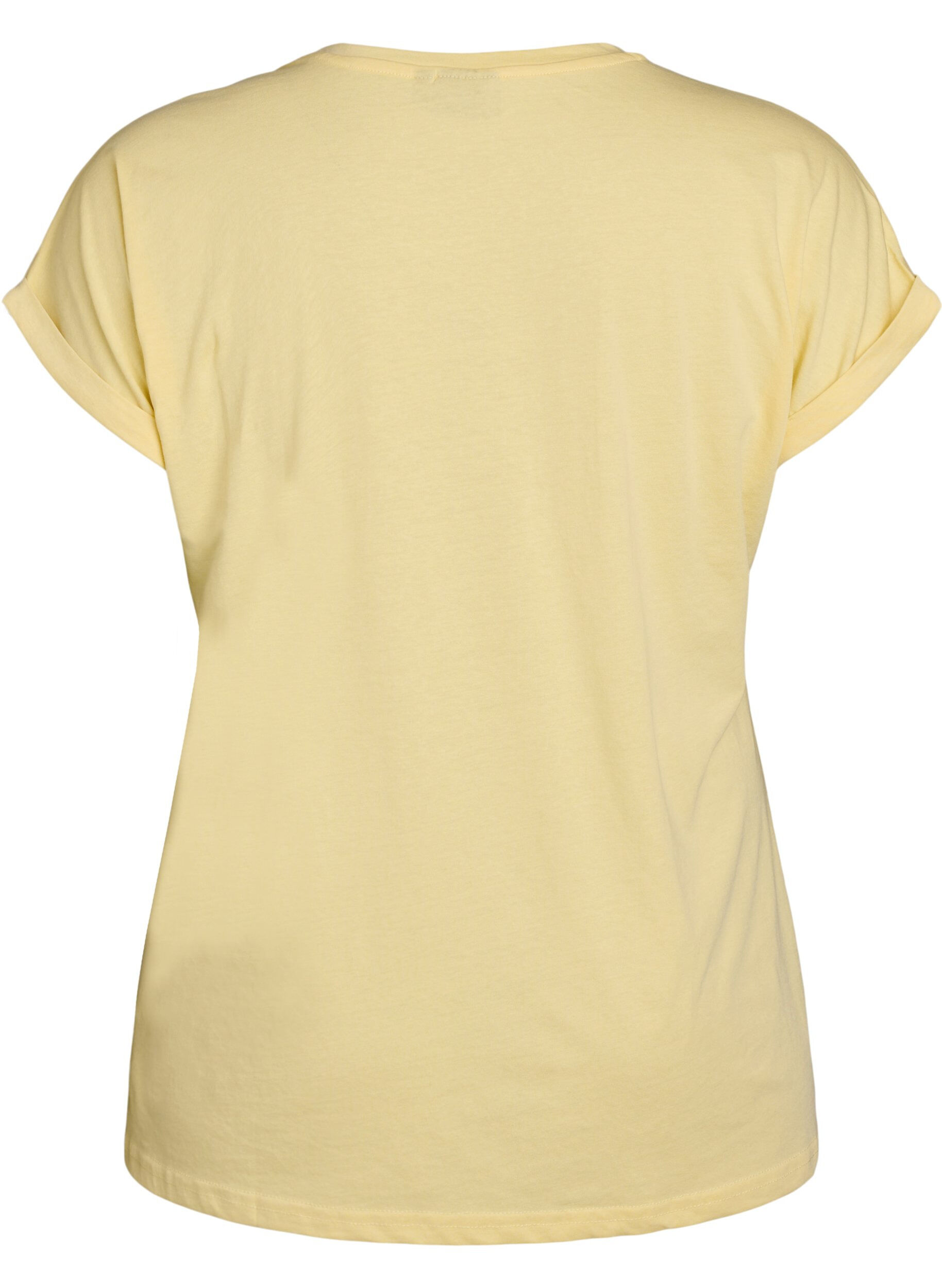 ZizziKurz&auml;rmliges T-Shirt aus einer Baumwollmischung, Gelb, Packshot image number 1