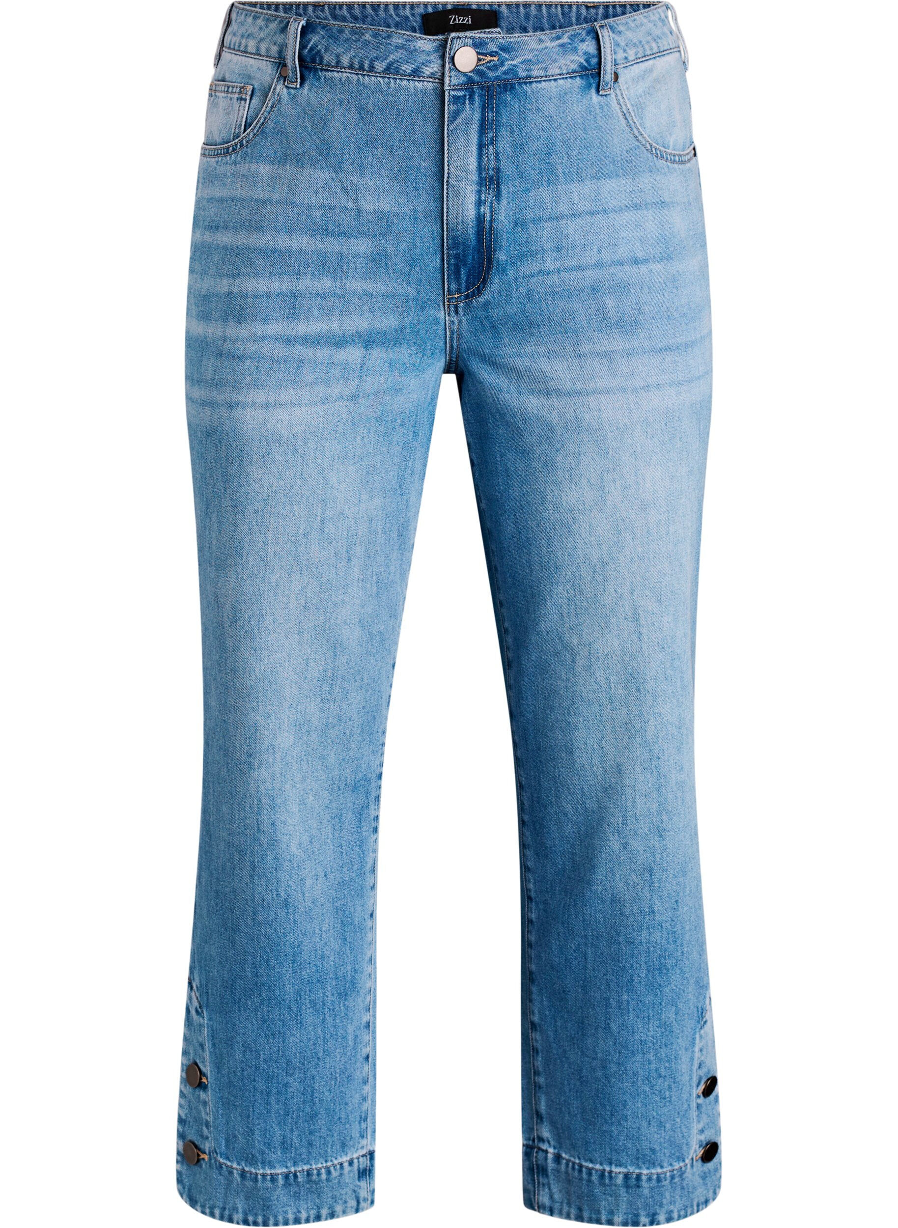 ZizziKurze Kiana Jeans mit gerader Passform und Knopfdetails, Blau, Packshot image number 0