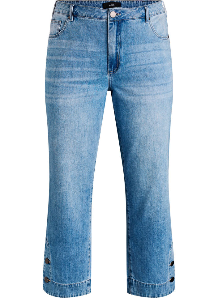 Kurze Kiana Jeans mit gerader Passform und Knopfdetails, Blau, Packshot image number 0