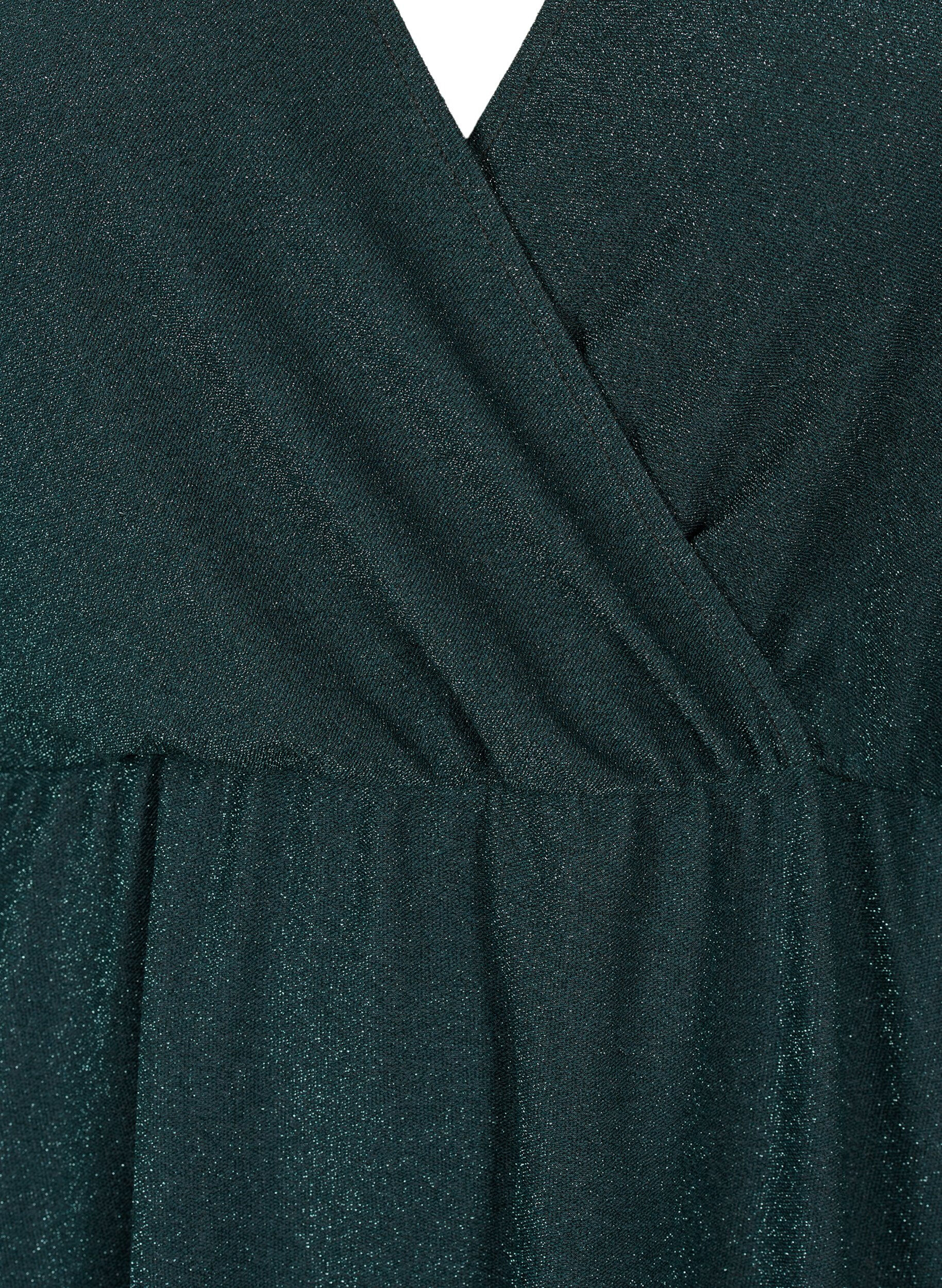 Zizzi Glitzerkleid mit Wickeloptik und langen &Auml;rmeln, Black Scarab, Packshot image number 2