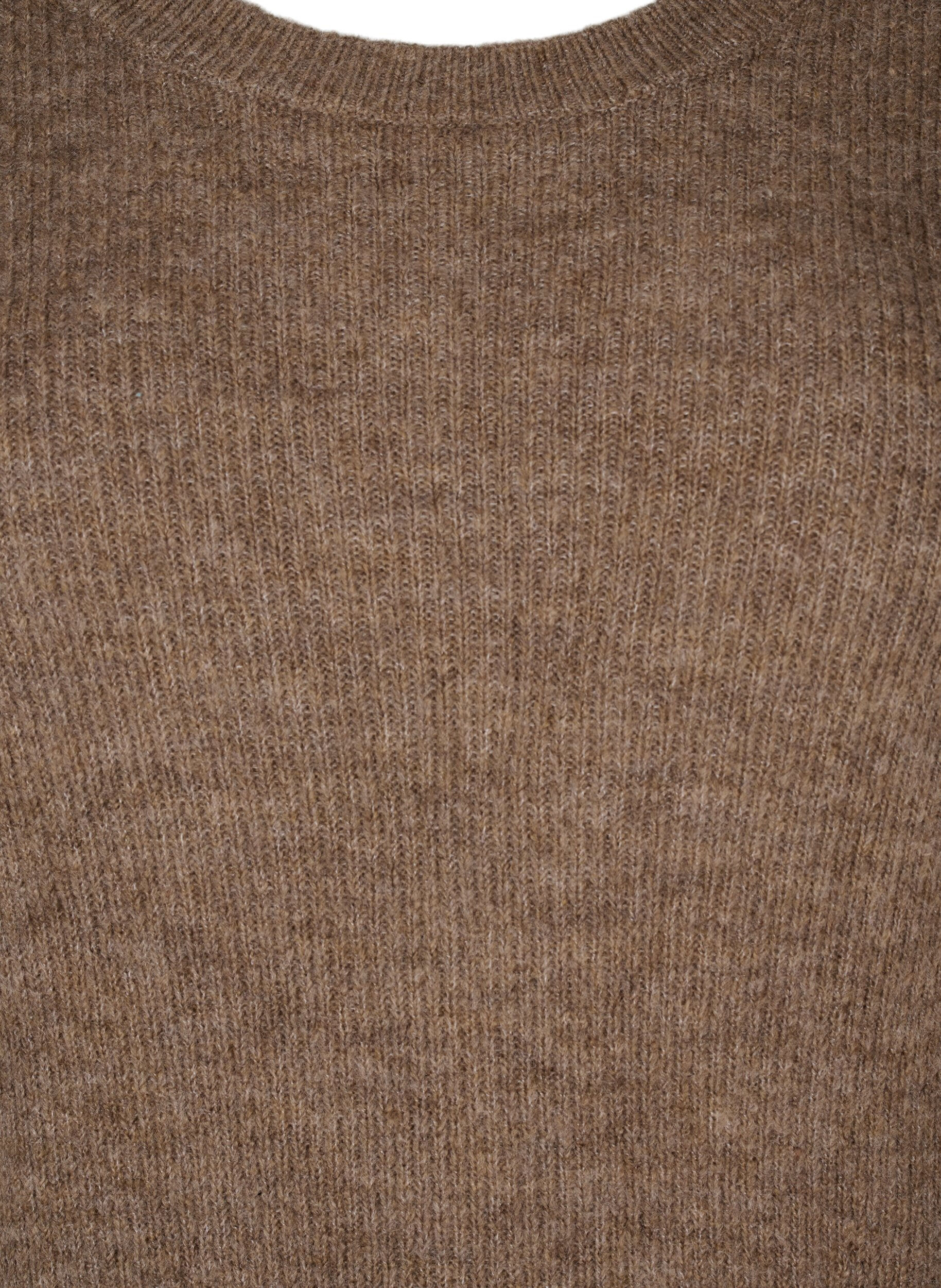 Zizzi Lang&auml;rmeliges Kleid aus Rippstrick, Caribou Mel., Packshot image number 2