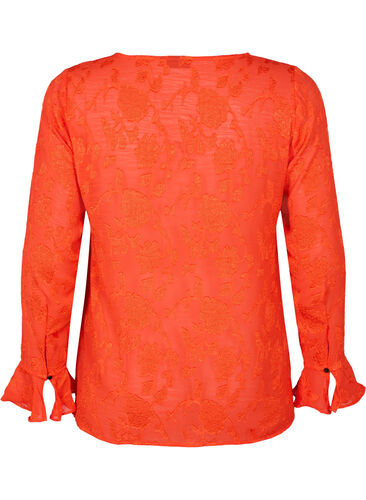 Langärmliges Hemd mit Jacquard-Look, Orange.com, Packshot image number 1