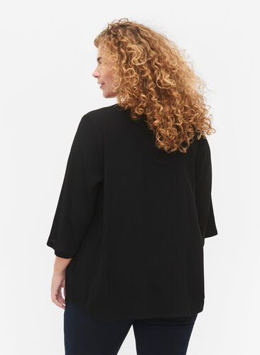 Bluse aus Viskose mit 3/4 Ärmeln, Black, Model image number 1