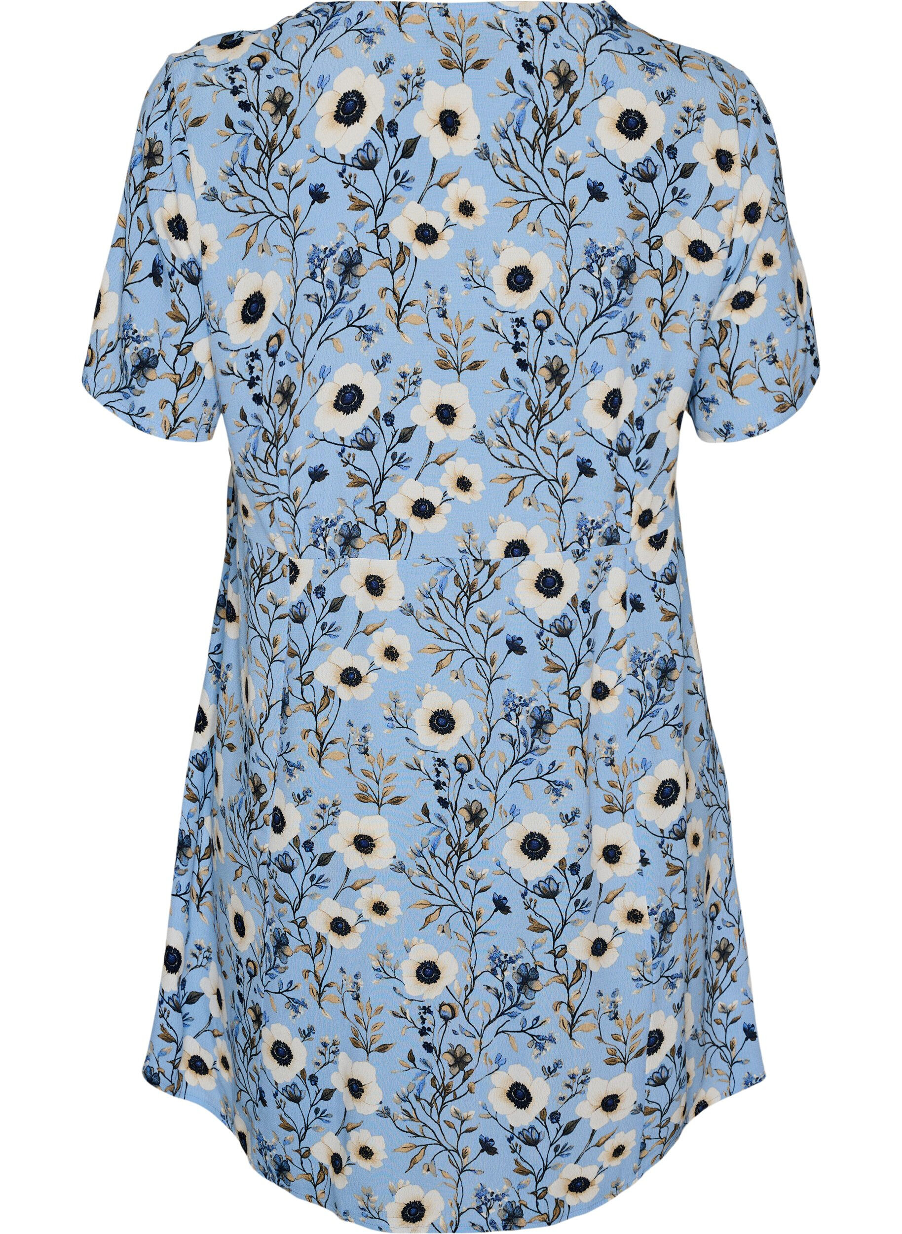 ZizziKurzes Kleid mit Blumendruck, Blau, Packshot image number 1