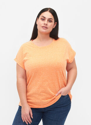 Melange T-Shirt mit kurzen Ärmeln, Exuberance Mél, Model image number 0