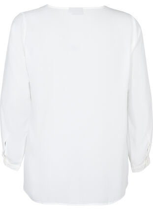 Einfarbiges Hemd mit V-Ausschnitt, Bright White, Packshot image number 1