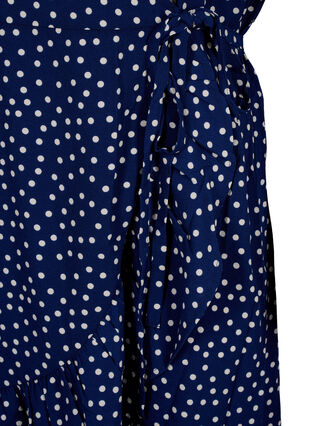 Wickelkleid mit Print und kurzen Ärmeln, Navy Blazer Dot AOP, Packshot image number 3