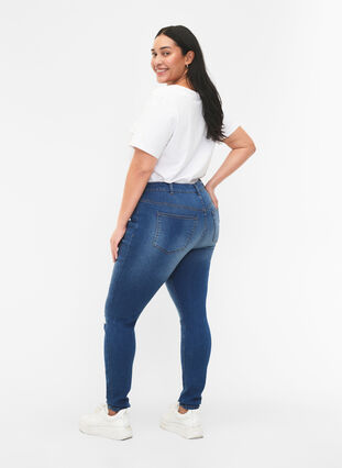 Super schlanke Sanna Jeans mit Zerstören, Blue denim, Model image number 1