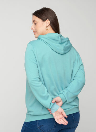 Sweatshirt mit Kapuze und Tasche, Cameo Blue, Model image number 1