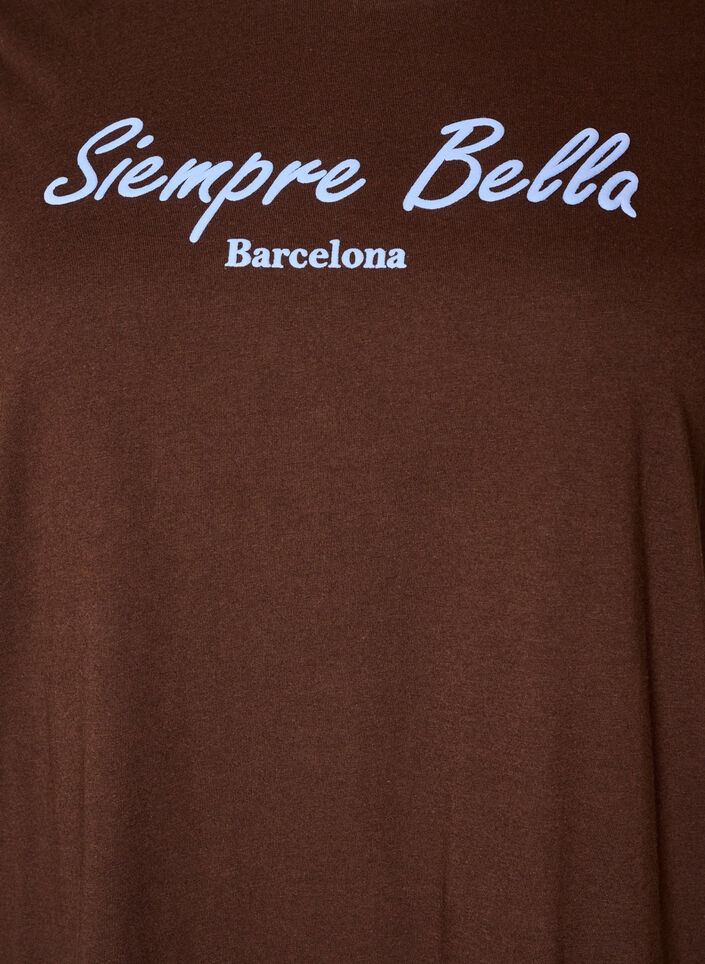 T-Shirt aus Bio-Baumwolle mit Print, Braun, Packshot image number 2