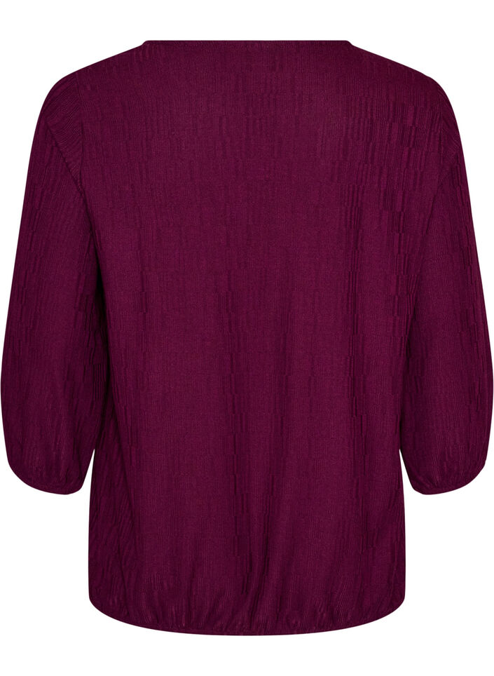 Bluse mit Struktur und 3/4-&Auml;rmeln, Lila, Packshot image number 1