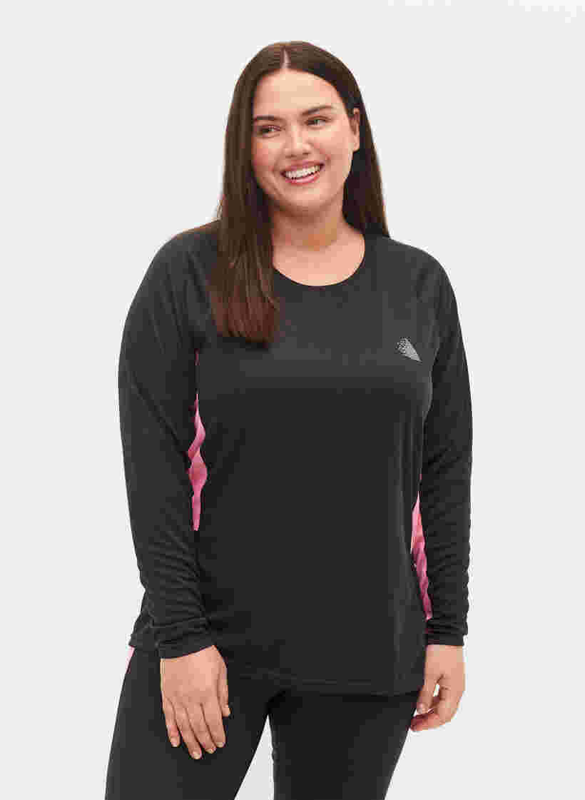 Skiunterhemd mit Kontraststreifen, Black w. Sea Pink, Model image number 0