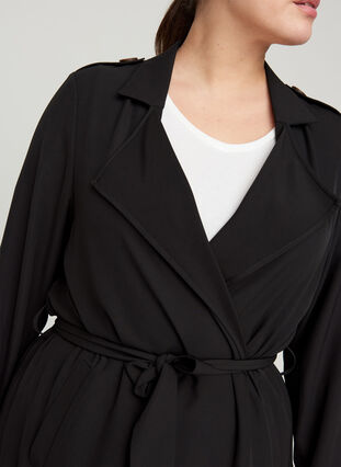 Jacke mit Gürtel und Taschen, Black, Model image number 2