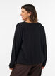 Bluse in Ballon-Silhouette mit V-Ausschnitt, Schwarz, Model image number 2