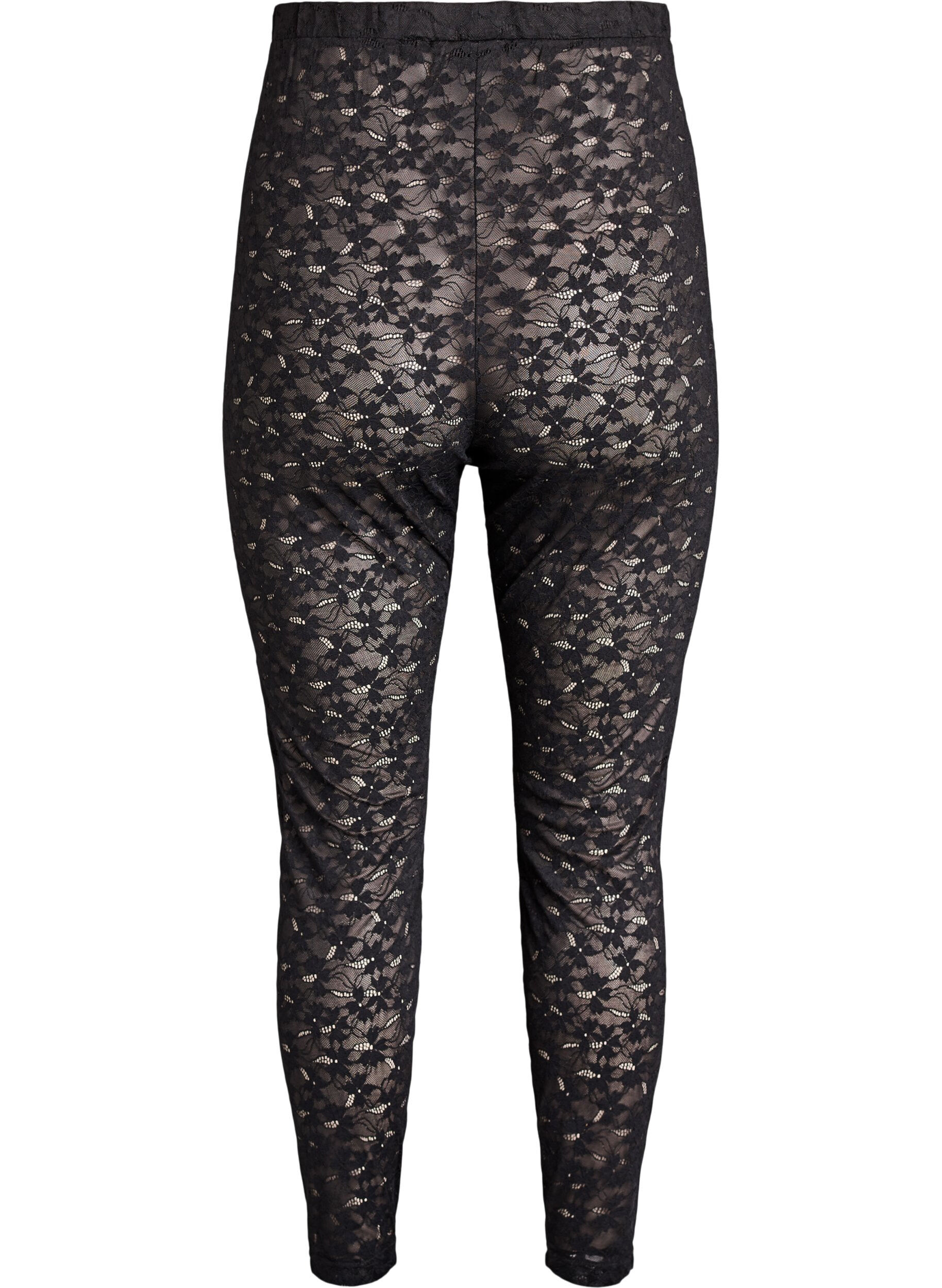 Zizzi Spitzenleggings mit hoher Taille, Schwarz, Packshot image number 1