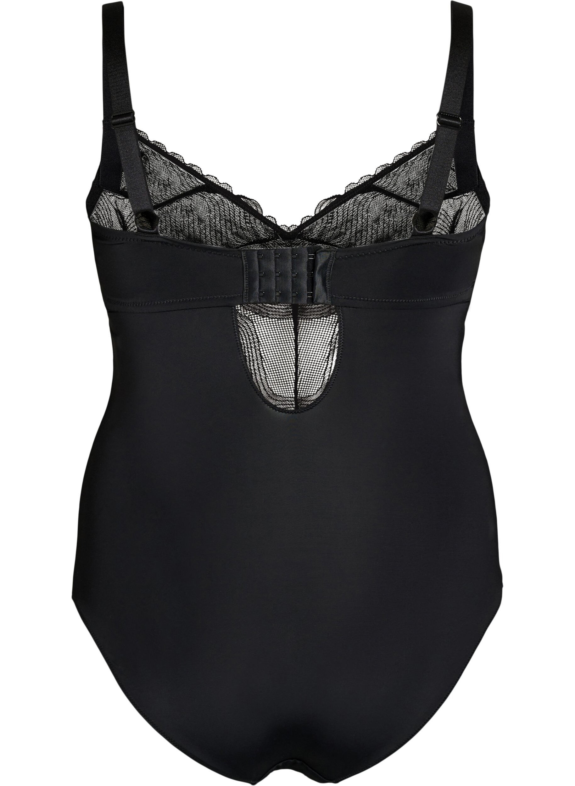 Zizzi Body mit B&uuml;gel und Spitzendetails, Schwarz, Packshot image number 1