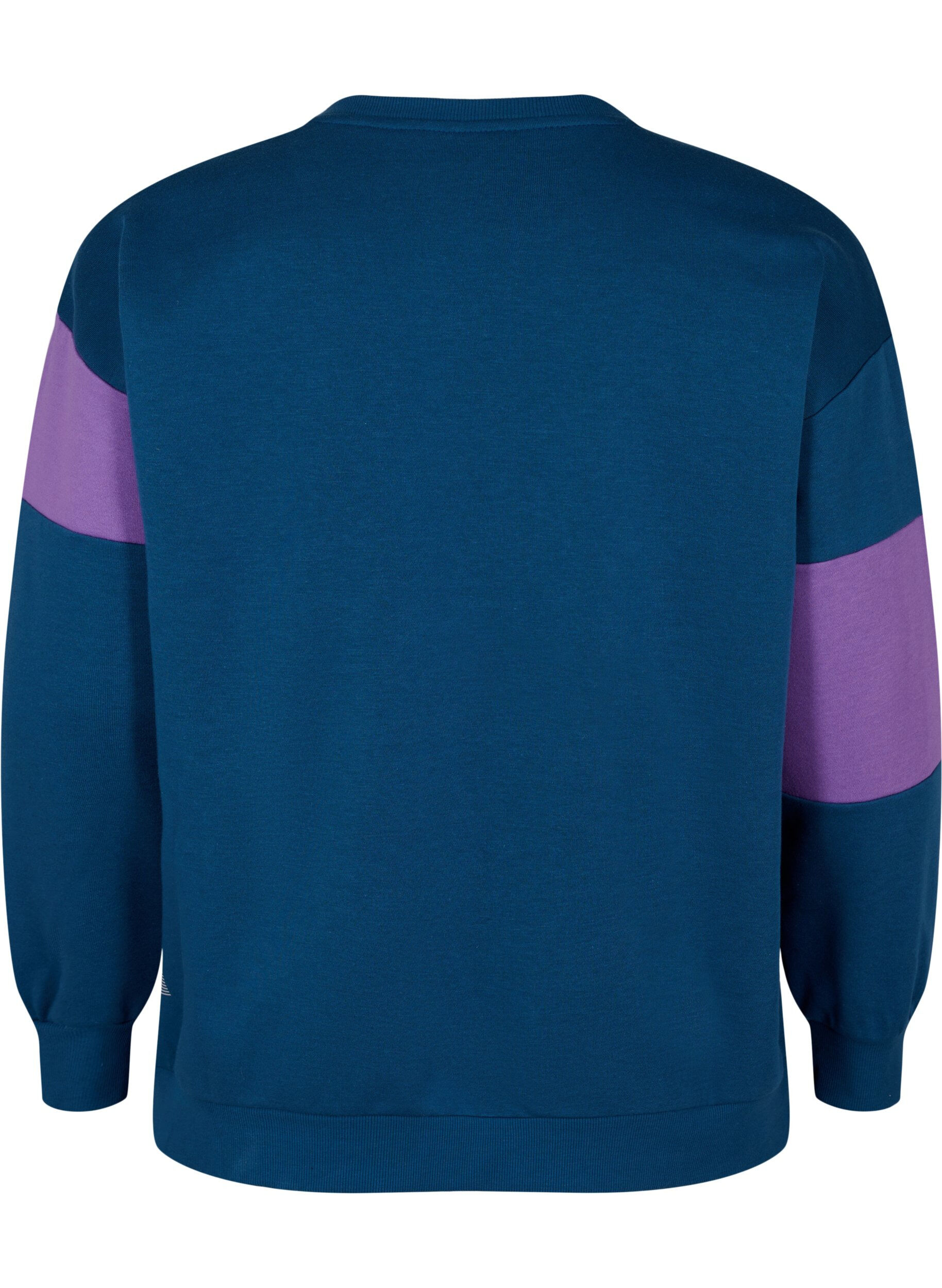 Zizzi Sweatshirt mit sportlichem Druck, Blue Wing Teal Comb, Packshot image number 1