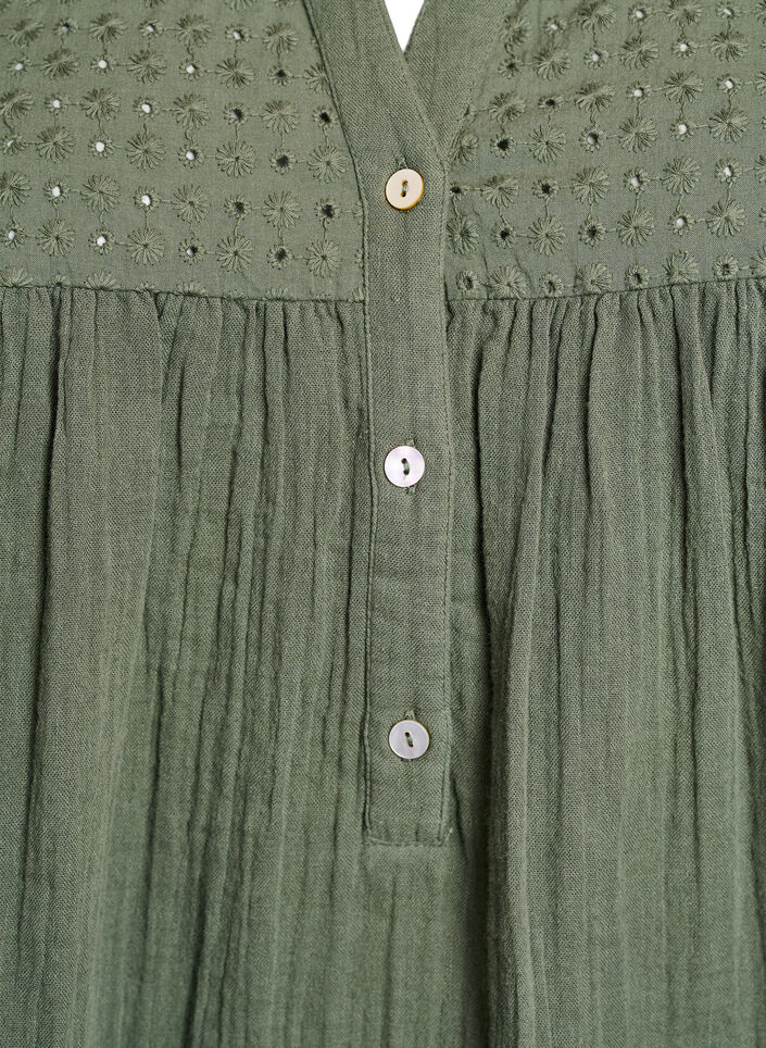 Tunika aus Baumwollmusselin mit Broderie Anglaise, Grün, Packshot image number 2