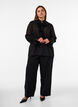 Viskosebluse mit R&uuml;schen und langen &Auml;rmeln, Schwarz, Model image number 1