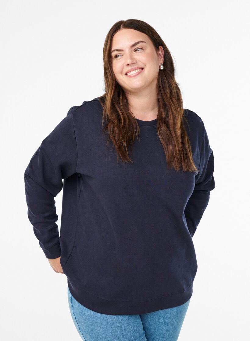 Sweatshirt mit Rundhalsausschnitt, Blau, Model image number 0