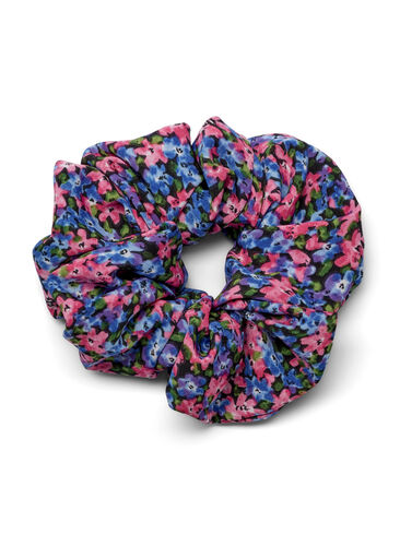 Scrunchie mit Blumenmuster, Blue Pink Flower, Packshot image number 0