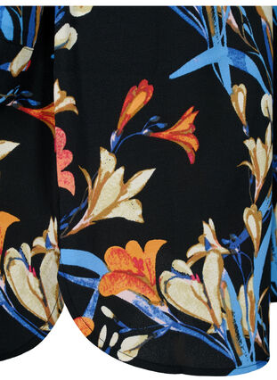 Bedrucktes Kleid mit Kordelzug in der Taille, Black Flower AOP, Packshot image number 4