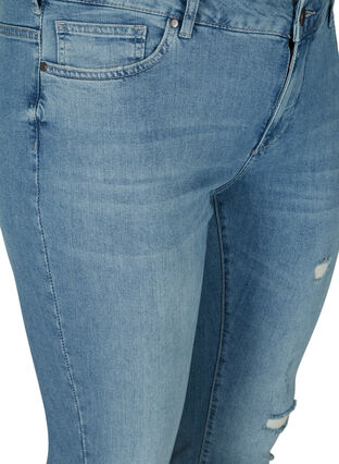 Extra Slim Fit Sanna Jeans mit Schlitzdetails, Light blue denim, Packshot image number 2