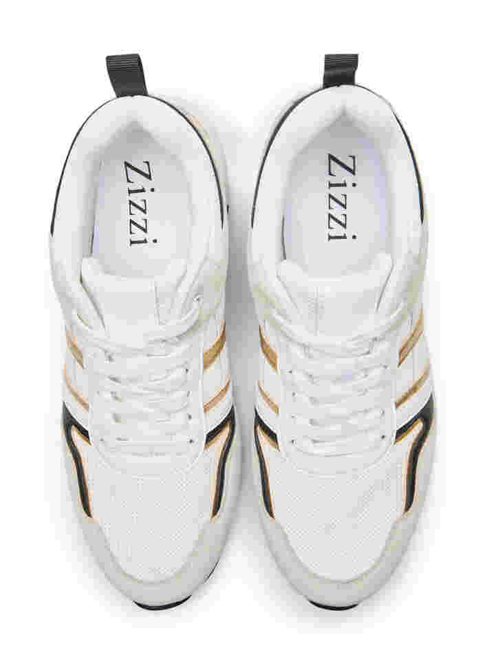 Sneakers mit breiter Passform, White/Gold, Packshot image number 1