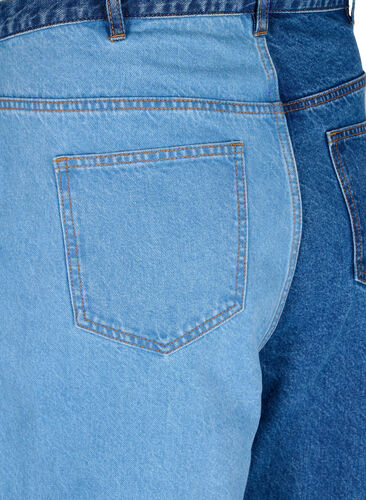Two-Tone Mille Mom Fit Jeans, Lt. B. Comb, Packshot image number 3