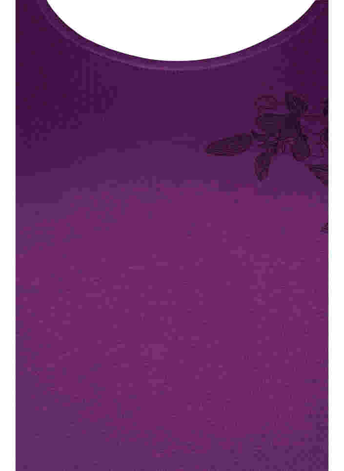 Kurzärmeliges Viskose-T-Shirt mit Blumendruck, Grape Juice Flower, Packshot image number 2