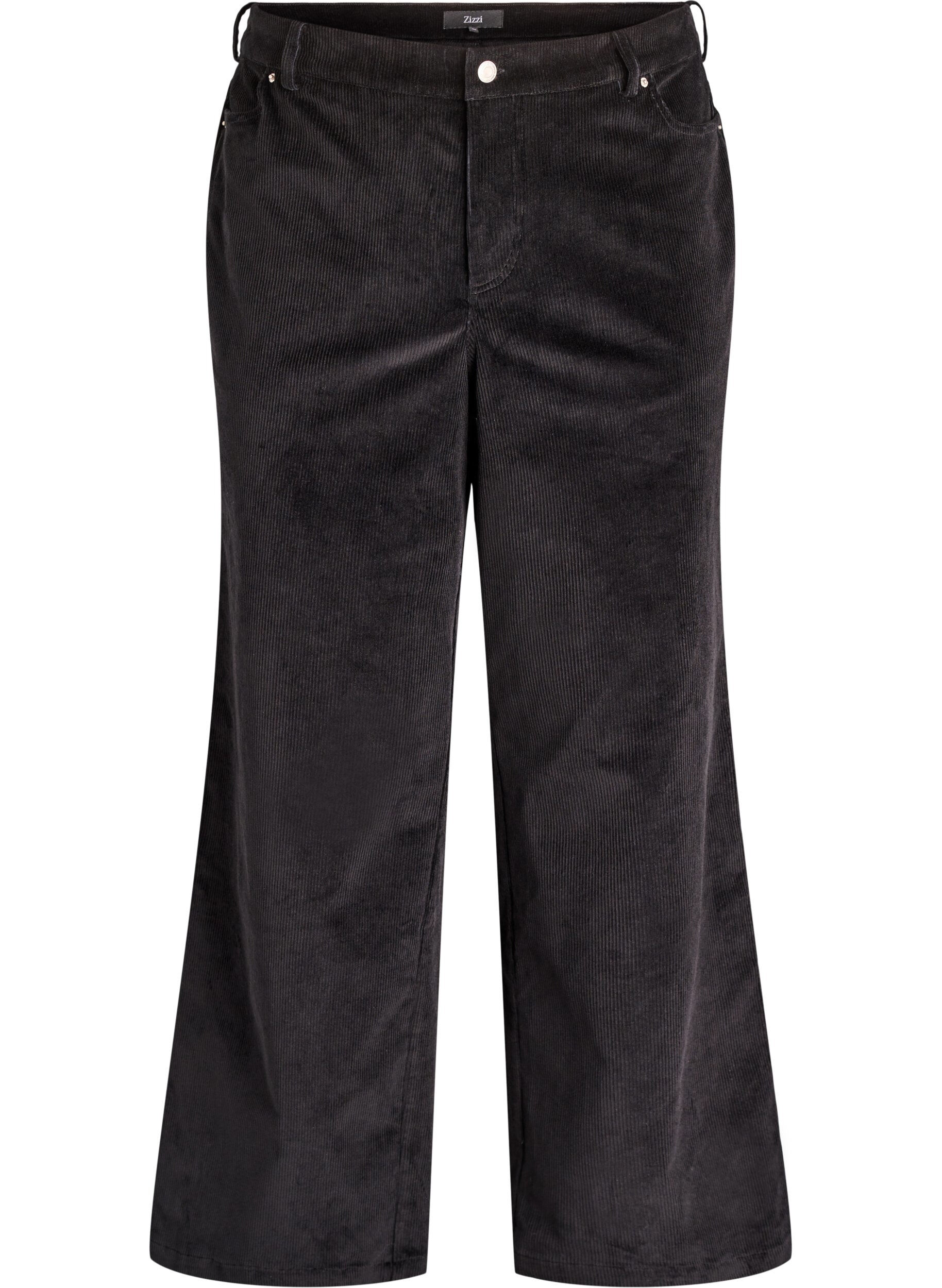 Hoch taillierte Cordhose mit weiten Beinen