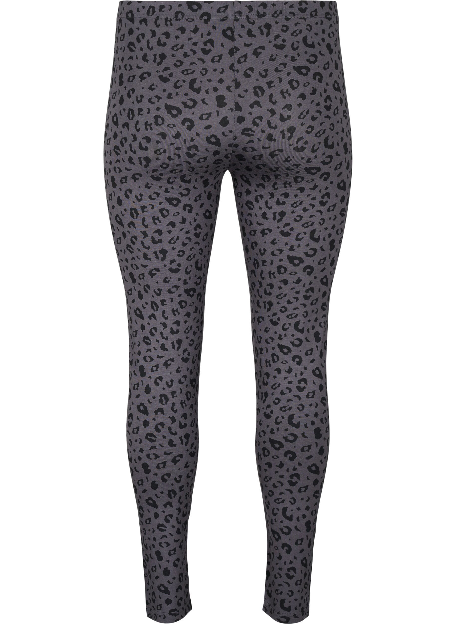 Zizzi Viskose Leggings mit Leopardendruck, Grau, Packshot image number 1