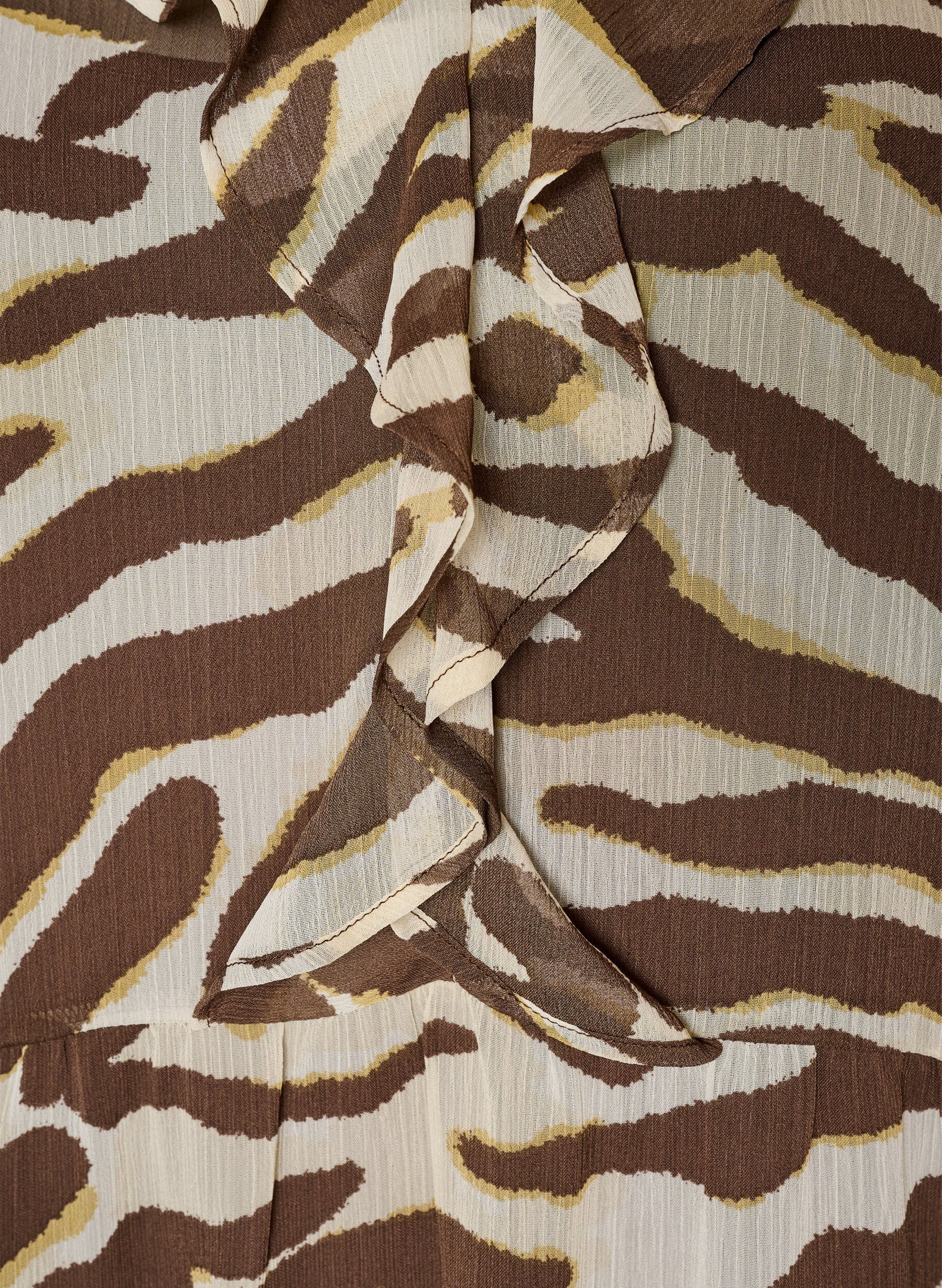 ZizziMidikleid mit R&uuml;schendetails und V-Ausschnitt, Braun, Packshot image number 2