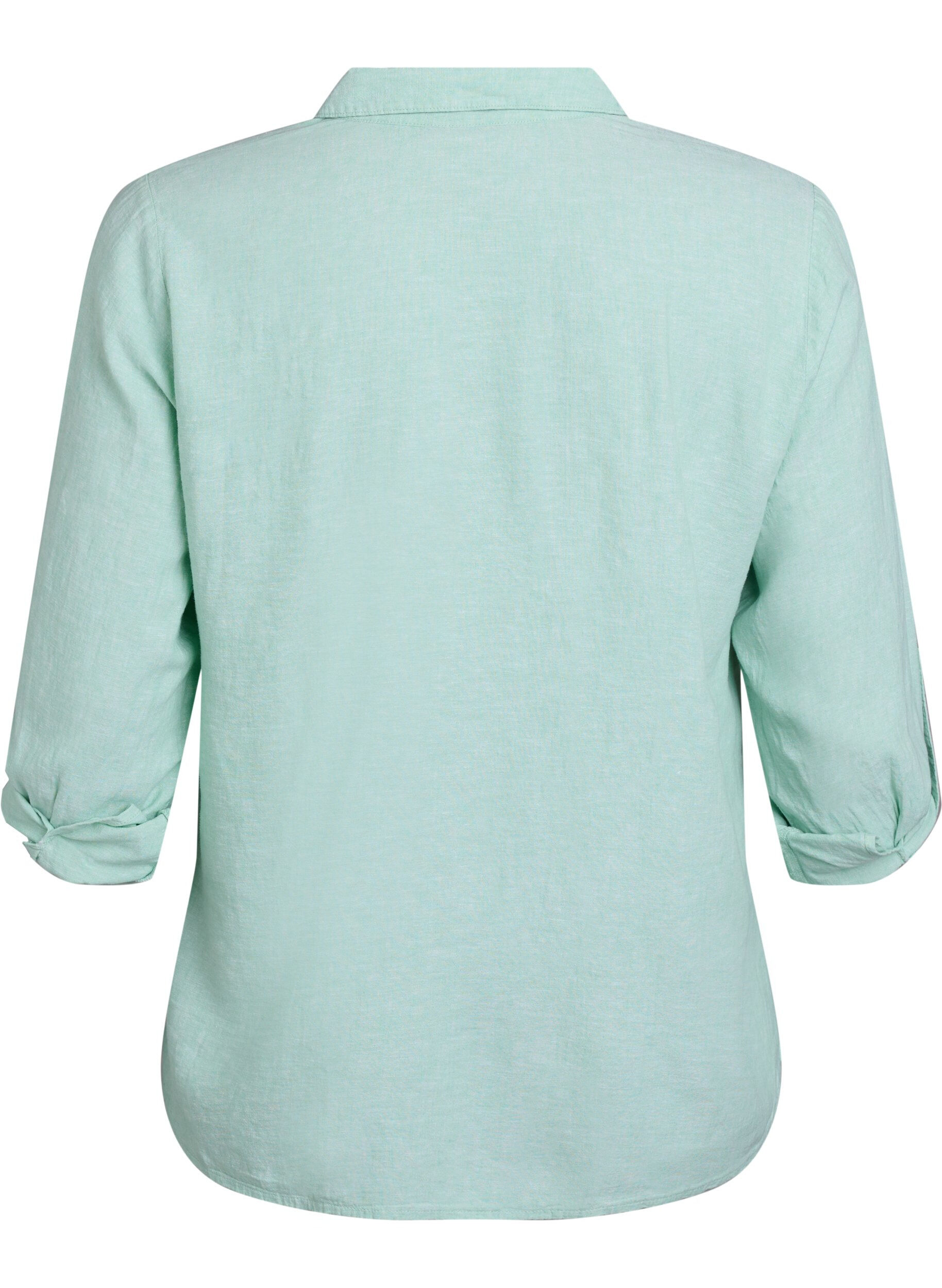 ZizziBluse aus Leinen und Viskose mit 3/4-&Auml;rmeln, Gr&uuml;n, Packshot image number 1