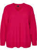 Lange Bluse aus Rippstrick mit V-Ausschnitt, Pink, Packshot image number 0