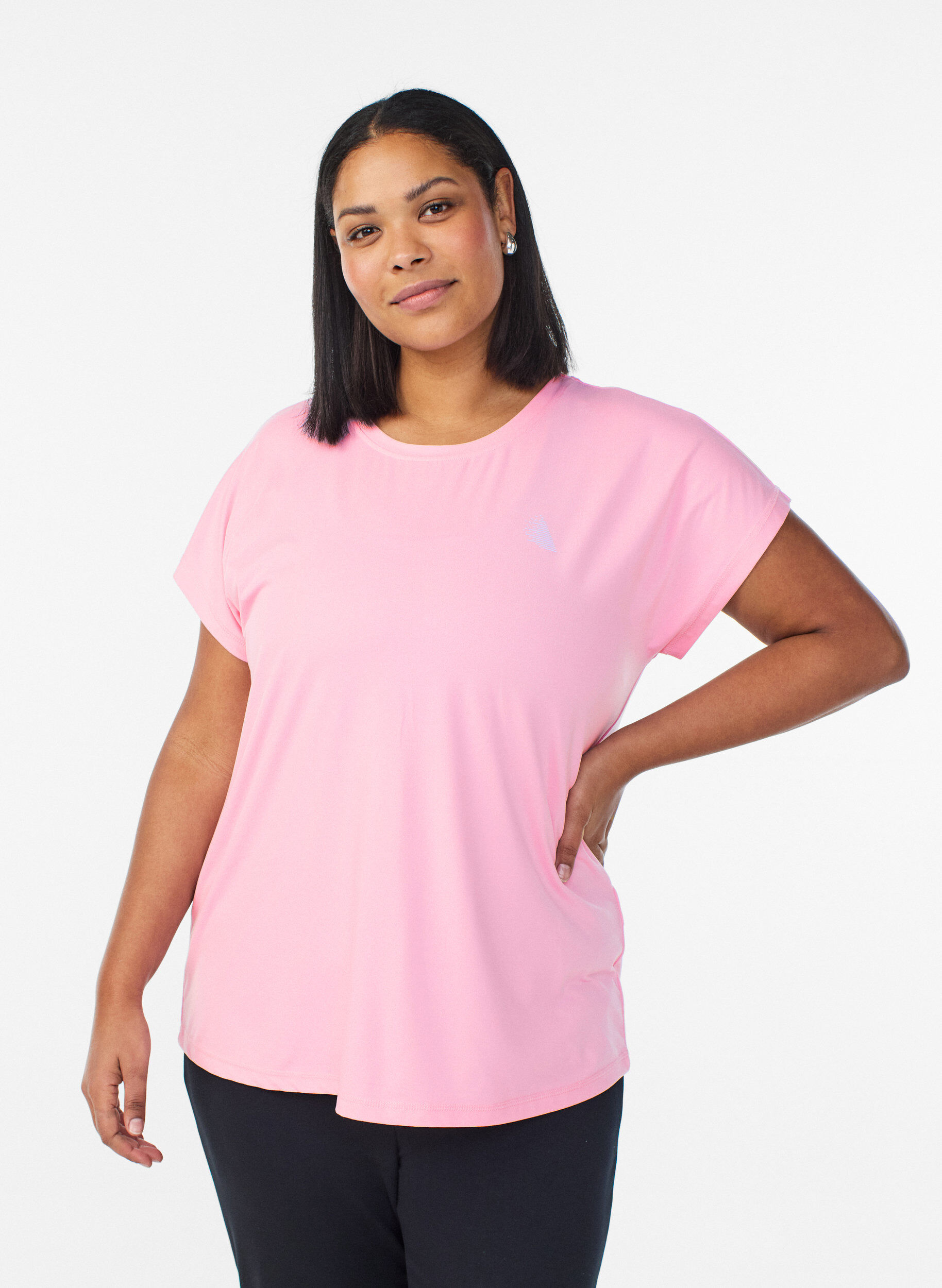 Einfarbiges Trainings-T-Shirt, Pink, Model
