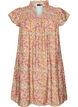 Kurzes Kleid aus Viskose mit Smock und Blumenprint, Orange, Packshot image number 0