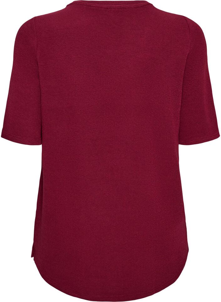 Strukturierte Bluse mit ellenbogenlangen &Auml;rmeln, Rot, Packshot image number 1