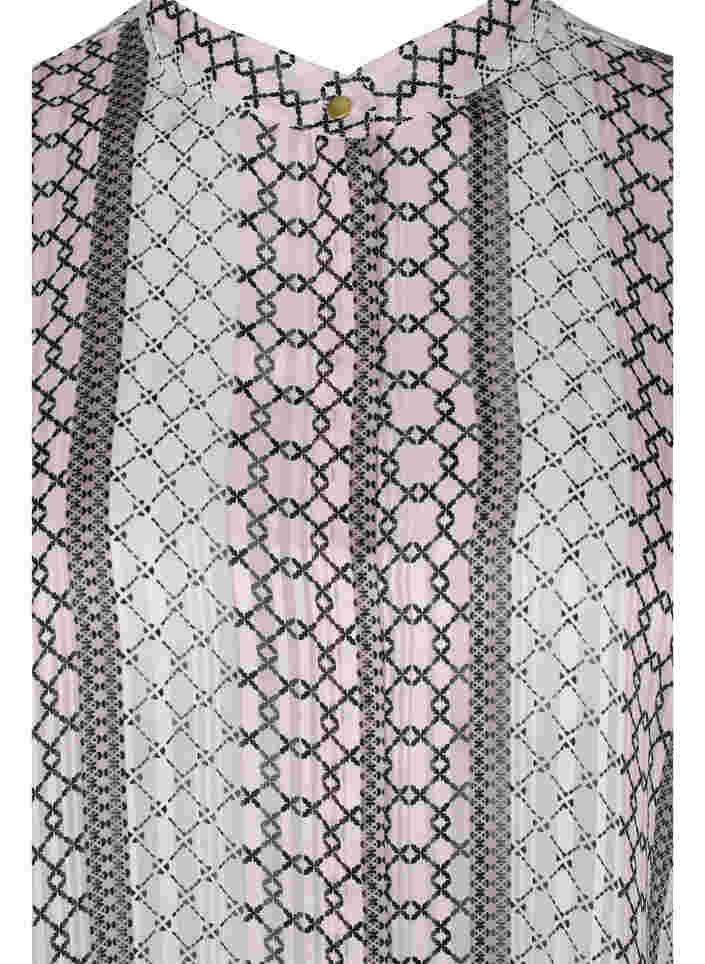 Hemdbluse mit Print und 3/4-Ärmeln, Pale Lilac AOP, Packshot image number 2