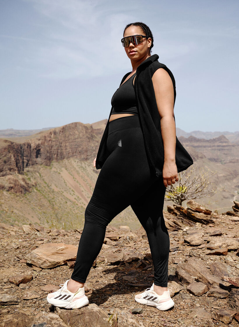 Gek&uuml;rzte Basic-Trainingsleggings, Schwarz, Image